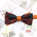 Pajarita vintage de flores para hombre óxido naranja verde oscuro estampada corbata - Color 004
