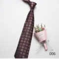 Classic brown geometric pattern necktie for men, perfect for business formal and daily wear. - Color 006