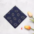 Men's formal business suit pocket square dark blue gold pattern handkerchief wedding accessory chic - Satin Pocket Squares - G