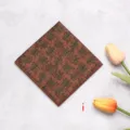 Pocket square detail showing brown floral pattern fabric for men suit and wedding banquet. - Satin Pocket Squares - I