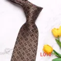 Men's vintage brown floral printed necktie detail view, elegant business formal tie accessory. - Dark Brown Floral (L010)