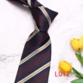 Men's stylish printed tie classic striped necktie business wedding groom neckwear - Dark Blue Striped (L012)