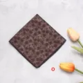 Brown four-leaf clover pocket square for men, elegant suit handkerchief accessory. - Satin Pocket Squares - O