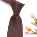 Corbata de hombre burdeos con estampado de caballo verde, corbata de negocios clásica. - Estampado de Caballo Marrón Verde (002)