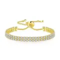 Detalle de la pulsera tenis de circonita chapada en oro de doble fila ajustable - Doble Fila de Diamantes / Dorado