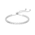 Brazalete de tenis plateado ajustable con una fila de circonitas blancas cuadradas - Una fila de diamantes / Plateado