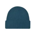 Unisex ribbed knit cuffed beanie hat warm winter skull cap in deep teal blue color - One Size / Lake Blue
