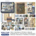 154-piece vintage travel scrapbooking material set with stickers and notebook - 154-Piece Set / Global Travel