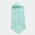 Soft mint green cotton muslin hooded baby bath towel swaddle blanket for newborn infants - 90x90cm / Light Green