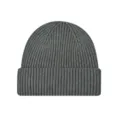 Classic unisex grey ribbed knit beanie hat providing winter warmth and casual outdoor style - One Size / Gray