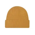 Classic mustard yellow ribbed knit cuffed beanie hat for men and women winter warmth - One Size / Yellow