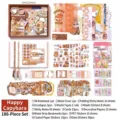 Coffret cadeau papeterie Capybara 186 pièces avec carnet et autocollants aux tons marron. - Ensemble de 186 Pièces / Capybara Joyeux
