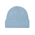 Light blue cuffed ribbed knit beanie hat for men and women, warm winter skull cap - One Size / Sky Blue