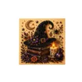 Kit de pintura de perlas DIY para Halloween con sombrero de bruja y libros de magia - Libro Mágico / 20x20x3cm