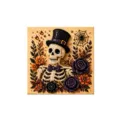 Kit de pintura de diamantes DIY de Halloween con calavera con chistera y rosas - Hombre Esqueleto / 20x20x3cm