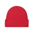Cozy red ribbed cuffed knit beanie hat, warm wool winter skull cap for men and women - One Size / Red
