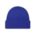 Classic royal blue ribbed knit beanie hat with folded cuff for unisex winter warmth outdoors - One Size / Sapphire Blue
