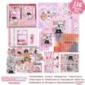 Joli coffret cadeau de papeterie sur le thème des chats roses avec autocollants et carnets. - Ensemble de 116 pièces / Lettre Du Chaton