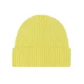 Soft yellow ribbed knit beanie hat with classic fold-over cuff design for winter warmth - One Size / Bright Yellow