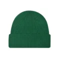Classic ribbed knitted beanie hat in deep green color, warm casual winter skull cap style - One Size / Green