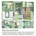 Coffret cadeau de scrapbooking vintage vert avec carnet, autocollants et adhésif - Coffret cadeau / Poèmes de l'Île de Brume