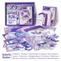 Kit de scrapbooking violet 162 pièces avec carnet A6, autocollants et rubans washi - Ensemble de 162 Pièces / Ombre de papillon onirique