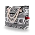 Grand sac de plage en toile à imprimé géométrique bohème avec anses en corde pour voyage - Style de base / Zodiaque