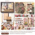 Coffret cadeau scrapbooking vintage floral avec 154 pièces d'autocollants et papiers - Ensemble de 154 pièces / Lettre de Fleur