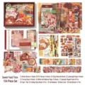 Kit de papeterie vintage pour scrapbooking de 154 pièces sur le thème du journal alimentaire - Ensemble de 154 pièces / Journal Alimentaire