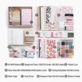 Coffret cadeau papeterie journal rétro rose avec carnet A6 et autocollants variés - Ensemble de Carnet / Salutations Chaleureuses
