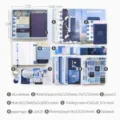 Coffret cadeau papeterie scrapbooking vintage bleu avec carnet A6 et autocollants - Ensemble de Carnet / Le vent chasse les nuages
