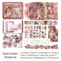 Coffret cadeau de papeterie rétro 140 pièces avec carnet A6 et autocollants décoratifs - Ensemble de Carnet / Chapitre Orné au Maximum