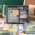Coffret cadeau de papeterie vintage thème Monet avec carnet à anneaux et autocollants - Ensemble de Carnet / Coffret Cadeau Monet