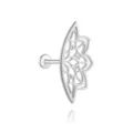 925 Sterling Silber Lotusblume Knorpel Piercing Stecker mit polierter Oberfläche - Einzelstück-Hohler Lotus / 1 Stück (1.2*8mm) / Silber