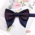 Elegante farfallina blu scuro a doppio strato con motivo a pappagallo rosso per abiti formali. - Colore 021