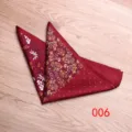Detailed view of men's burgundy paisley pocket square, elegant printed silk handkerchief. - Color 006