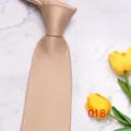 Detailed view of the elegant champagne men's tie with fine texture for business wedding. - No. 018 - Champagne Gold Fine Weave