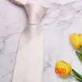 Men's classic striped necktie light color business casual wedding banquet tie detail - No. 020 - Beige Diagonal Striped