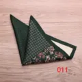 Men's dark green silk pocket square with classic paisley and dot print for suit wedding. - Color 011