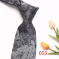 Men's business floral jacquard necktie, elegant grey tie for formal wear and office suit matching. - Dark Gray Floral (005)