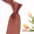 Detailed close-up view of a classic brown patterned business necktie with delicate texture. - Brown Geometric (008)