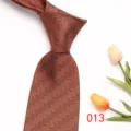 Brown men's business tie detail view, elegant chevron textured fabric for formal wear. - Brown Twill (013)