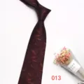 Men business silk necktie detail, dark red leaf pattern formal wedding suit 8cm tie - Color 013
