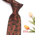 Brown mens necktie business fashion leaf pattern printed hand tied necktie formal wear accessory - Brown Green Leaf Print (016)