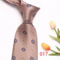 Brown men's business tie with elegant floral pattern, classic slim necktie for formal wear - Brown Small Floral (017)