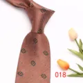 Brown men's business silk necktie with classic herringbone and floral pattern for formal wear. - Brown Vintage Floral (018)