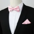 Heren roze zijde vlinderdas en pochet set voor huwelijk feest formele pak accessoires - Roze