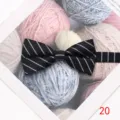 Pajarita a rayas en blanco y negro para hombres corbata clásica de poliéster de negocios - Estilo 20
