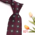 Men's burgundy floral jacquard tie, elegant business necktie detail for formal wear. - Burgundy Quad-Flower (021)