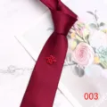 Burgundy silk necktie for men with sparkling red crystal knot, 7cm wedding groom tie. - Color 003